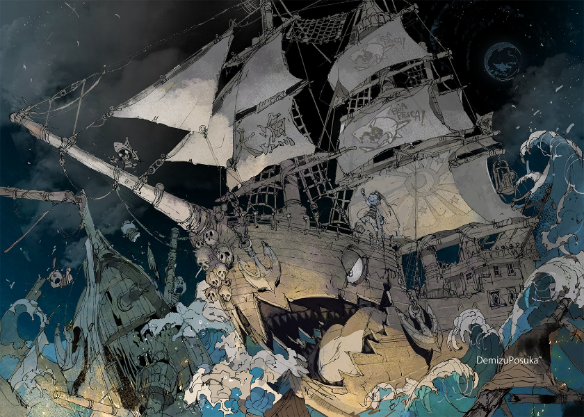 「出水先生といえばこの絵」という運営の勝手なイメージ絵 ※出典：Twitter.出水ぽすか(ポ～ン）🦉🎃🦈