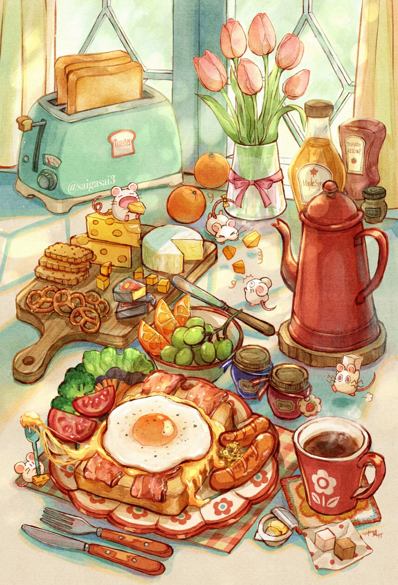 『朝食チーズ泥棒』